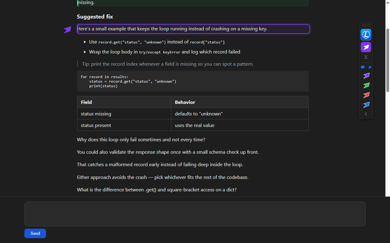The conversation navigator jumping between bookmarks on claude.ai