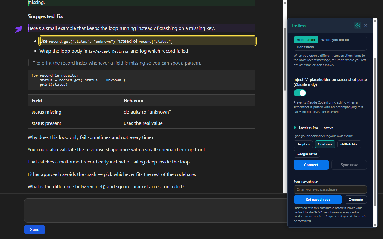 Sync settings connecting your own cloud account